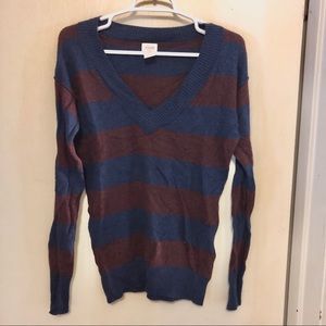 Maroon and navy striped sweater